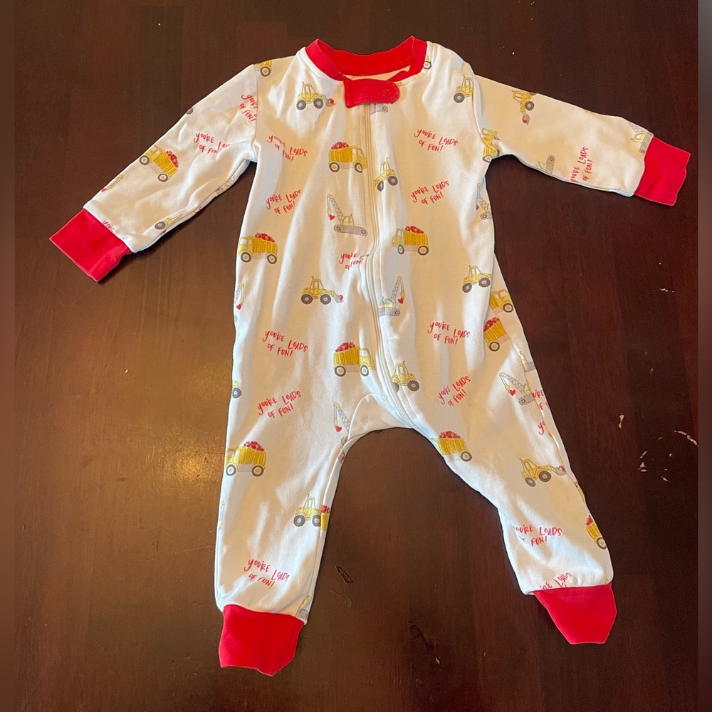 Adorable Kids Footie Pajama with Red Trim
